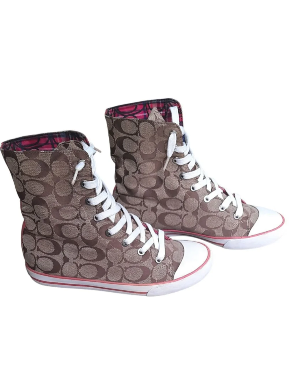 Coach Bonney Sneakers Womens size 7.5 Logo Fold Colorful High Tops Tennis Shoes